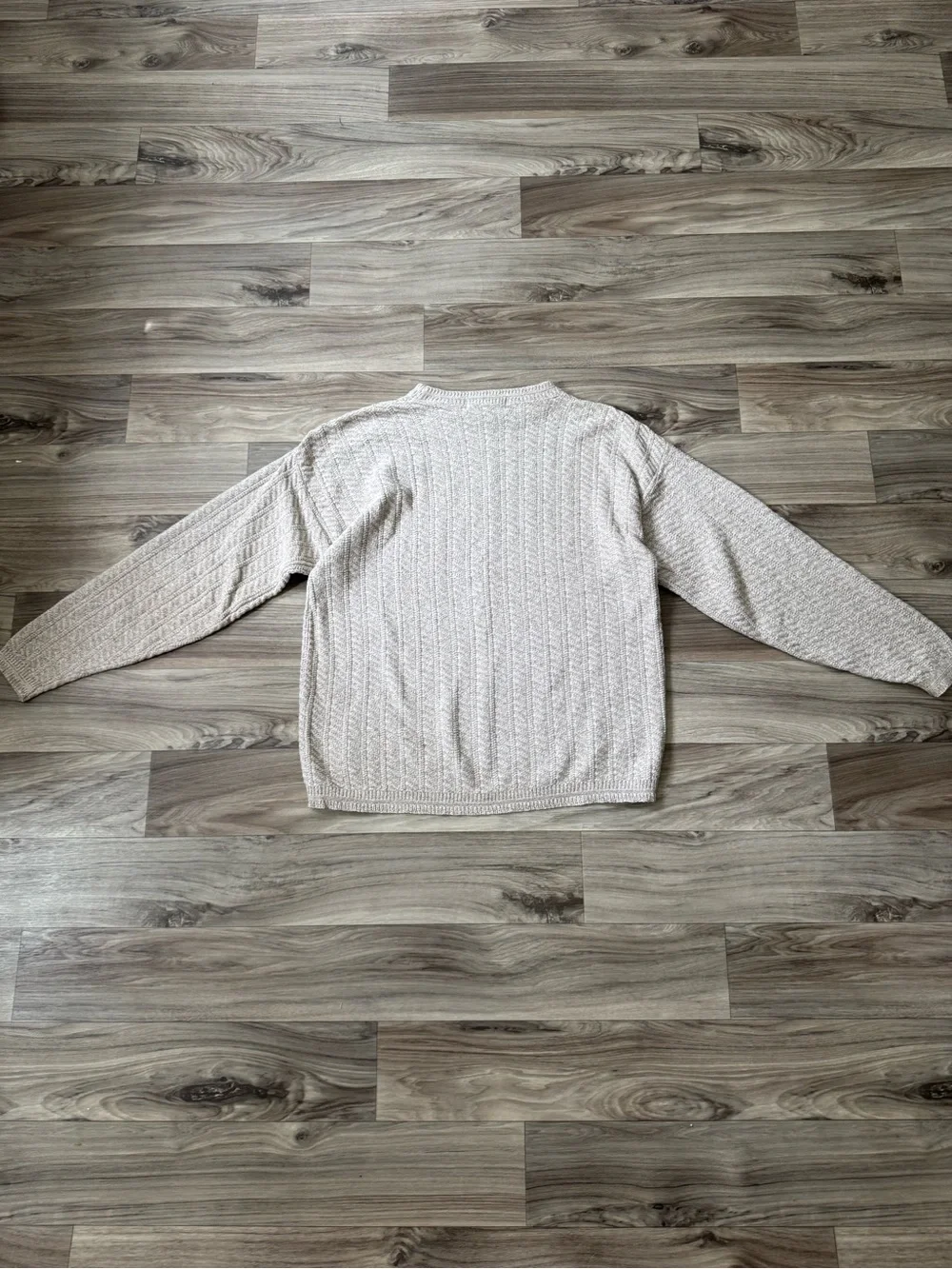 Vintage 90s Made in USA 100% Cotton Textured Sweater Beige Grandpa Sweater Sz M